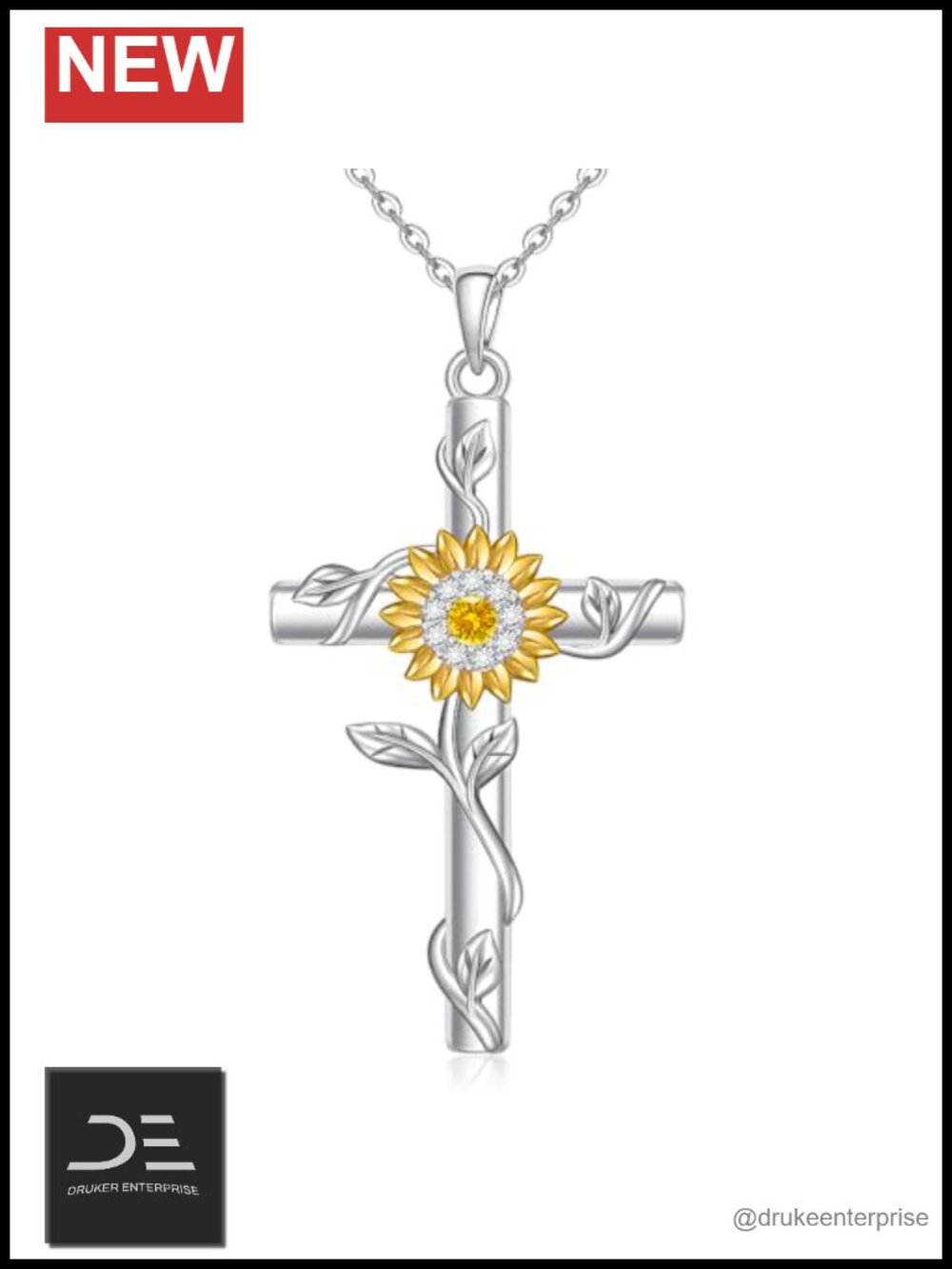 Sunflower Necklace 925 Sterling Silver 18k Gold Plated Women Pendant Gift